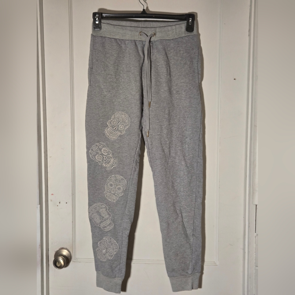 What The F*ck Have You Done (WTFHYD)Gray Skull Print Jogger Pants MEDIUM